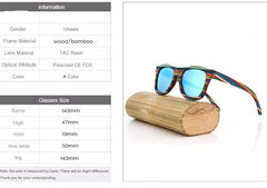 Men's Wooden Bamboo 'Caroline' Wayfarer Sunglasses