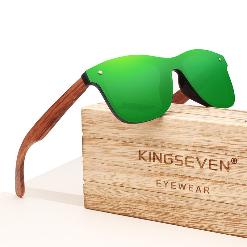 Unisex Vintage Square 'Beach Animal' Wooden Sunglasses