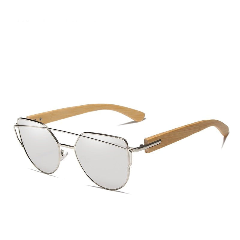 Unisex Bamboo Cat Eye 'Craziest' Polarized Sunglasses