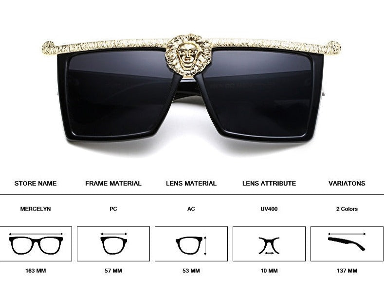 Unisex Vintage Lion Square 'Mafia Boss' Plastic SunGlasses