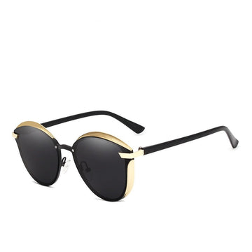 Women's Polarized Oval 'Mafia Boss' Metal Sunglasses