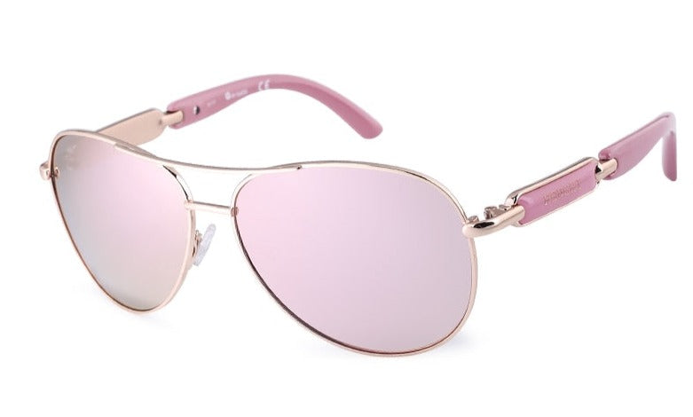 Women's Polarized Pilot 'Pink Panther' Metal Sunglasses