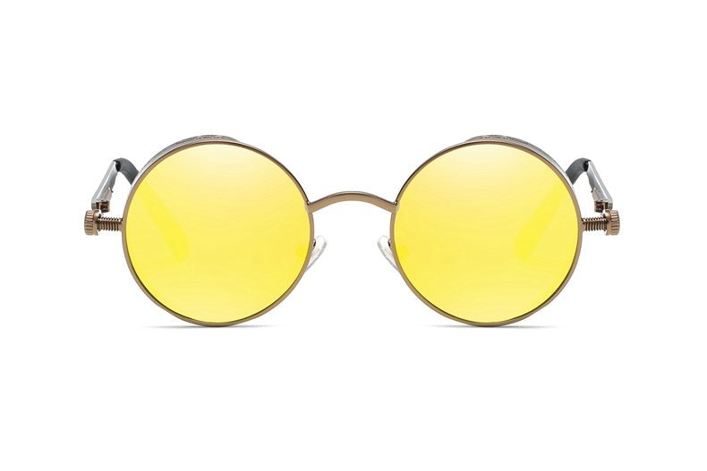 Men's Steampunk Round 'Jade' Metal Sunglasses