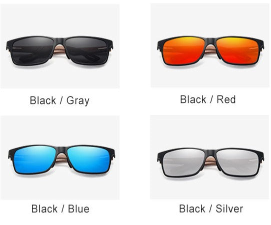 Men's Square Polarized 'Blue Sky' Wooden Sunglasses