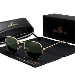 Men's Classic Hexagonal 'Sun Down' Metal Sunglasses