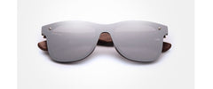 Men's Polarized 'Wallnut' Wood Mirror Sunglasses