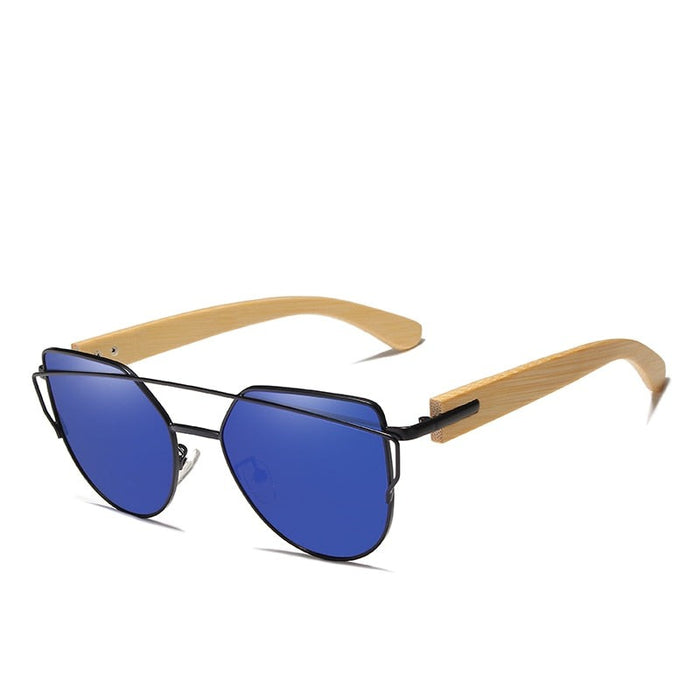 Unisex Bamboo Cat Eye 'Craziest' Polarized Sunglasses
