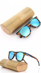 Men's Wooden Bamboo 'Caroline' Wayfarer Sunglasses