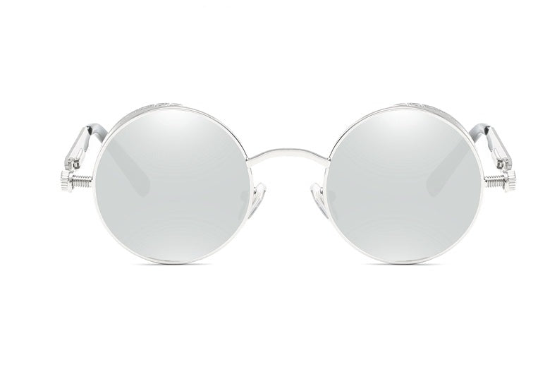 Men's Steampunk Round 'Jade' Metal Sunglasses
