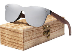 Men's Rimless Oval 'Mossi' Wooden Sunglasses