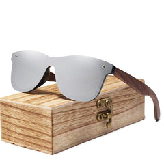 Men's Polarized 'Wallnut' Wood Mirror Sunglasses