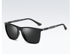 Men's Classic Square Polarized 'Blackout Shades' Plastic Sunglasses