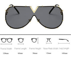 Men's Oversized Pilot 'The Black Angel' Metal Sunglasses