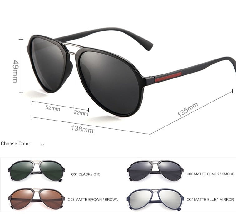 Men's Square Anti Reflective 'Pilot' Plastic Sunglasses