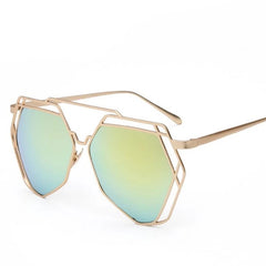 Women's Big Hexagonal 'Sunrise' Metal Sunglasses