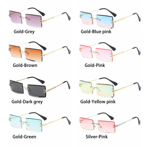 Women's Rimless Small Rectangle 'Diner Dash' Metal Sunglasses