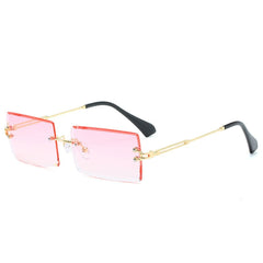 Women's Rimless Small Rectangle 'Diner Dash' Metal Sunglasses