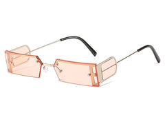 Women's Retro Rectangle 'One Piece' Metal Sunglasses