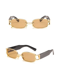 Women's Retro Rectangular 'Not Normal' Metal Sunglasses