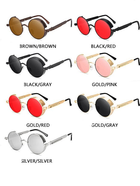 Men's Steampunk Round 'Gothic' Metal Sunglasses