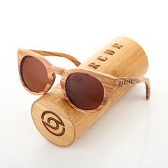 Women's Oval 'Javar Eye Wear' Wooden Sunglasses