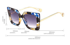 Women's Oversized Square 'Ocelot' Metal Sunglasses