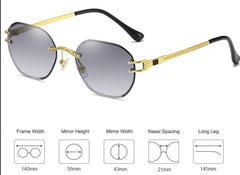 Men's Rimless Polygon 'Jawbone' Metal Sunglasses