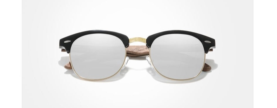 Men's Semi Rimless 'Aris' Wooden Sunglasses
