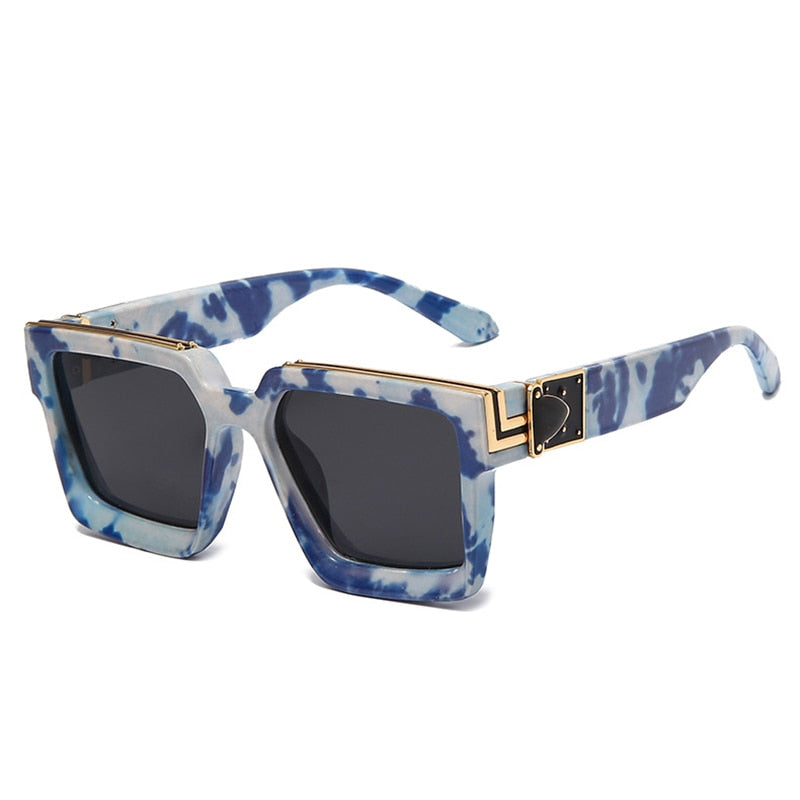 Men's Oversize 'Aries Blued' Plastic Sunglasses