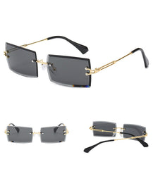 Women's Rectangular 'Pajama' Metal Sunglasses