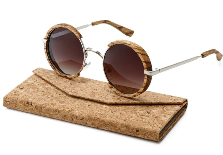 Men's Round Polarized 'Echelon' Wooden Sunglasses