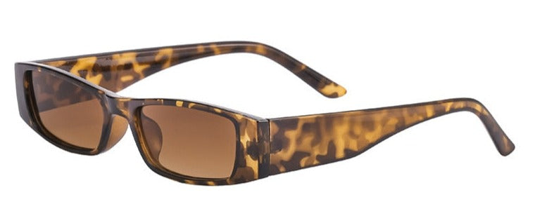 Women's Rectangle' Mini Eye' Plastic Sunglasses Women Men Retro Narrow Frame Leopard