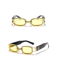 Women's Rectangle 'Shiny Specs' Metal Sunglasses