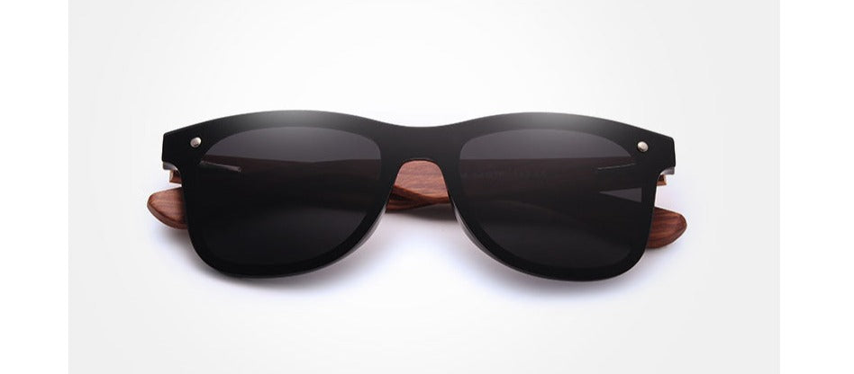 Unisex Vintage Square 'Beach Animal' Wooden Sunglasses