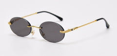 Women's Rimless Oval 'Visenza' Metal Sunglasses