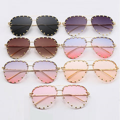 Women's Oversized Luxury Pilot 'Sunset Strip' Metal Sunglasses