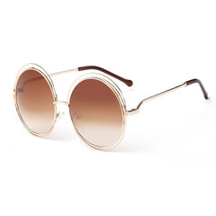 Women's Vintage Oversize Round 'Totoro' Metal Sunglasses