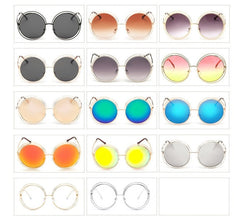 Women's Vintage Oversize Round 'Totoro' Metal Sunglasses