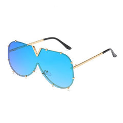 Women's Vintage Oversized 'Glam Team' Oval Sunglasses