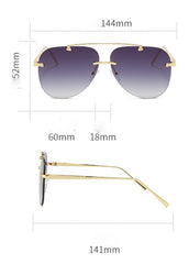 men's Vintage Rimless 'Star Sun' Alloy Aviator Sunglasses