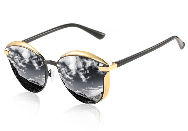 Women's Cat Eye Polarized 'Goldie Eye ' Metal Sunglasses