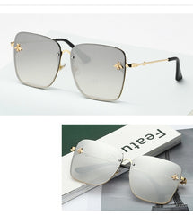 Women's Oversize Rimless 'Faze' Square Metal Sunglasses