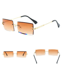 Women's Rectangular 'Pajama' Metal Sunglasses