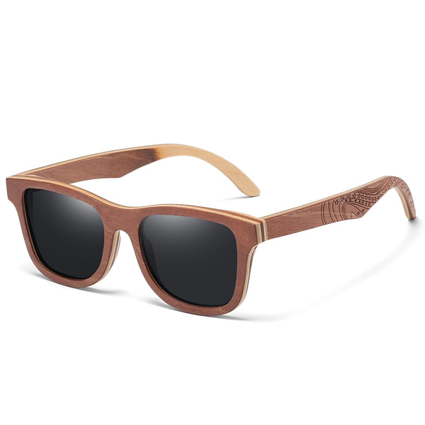 Women's wooden Square 'Space' Polarized Sunglasses