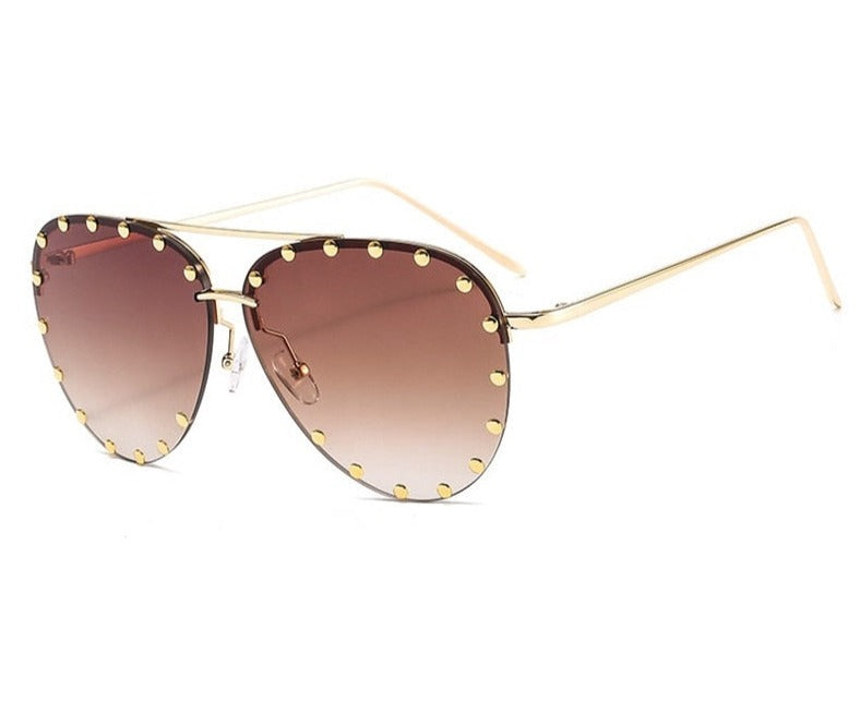 Women's Oversized Luxury Pilot 'Sunset Strip' Metal Sunglasses
