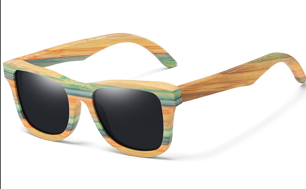 Women's Polarized Oval 'Serpent' Wooden Bamboo Sunglasses
