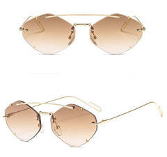 Women's Rimless Polygon 'Lady Lila ' Metal Sunglasses