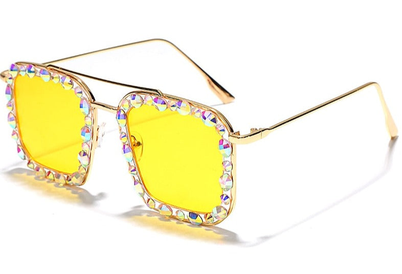 Women's Oversized Square 'Thalia' Metal Sunglasses