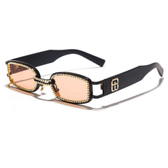 Women's Rectangle 'Shiny Specs' Metal Sunglasses