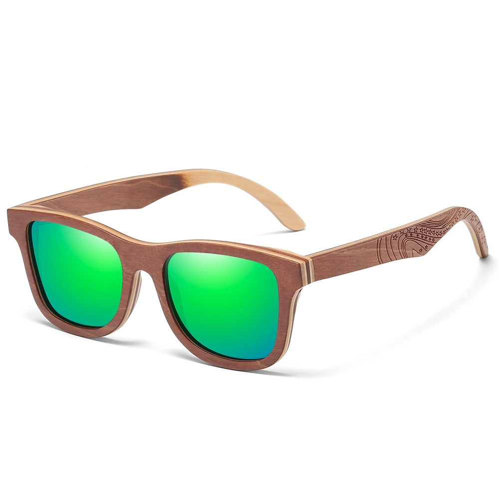 Women's wooden Square 'Space' Polarized Sunglasses